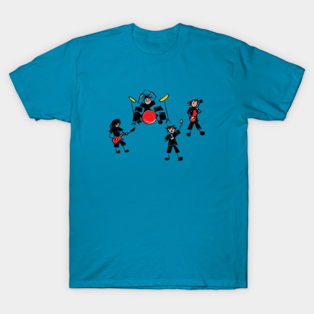 Stick figure Rock Band T-Shirt by lauran